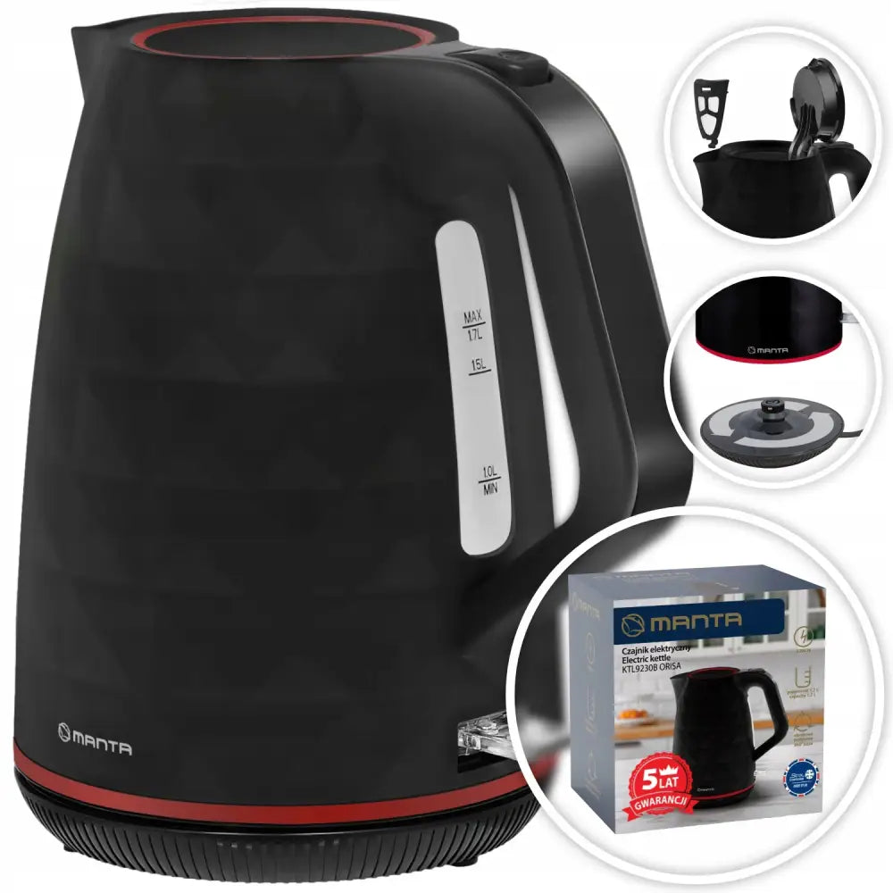 Elektrisk Kettle Manta Orisa 2200 w Sort - 1