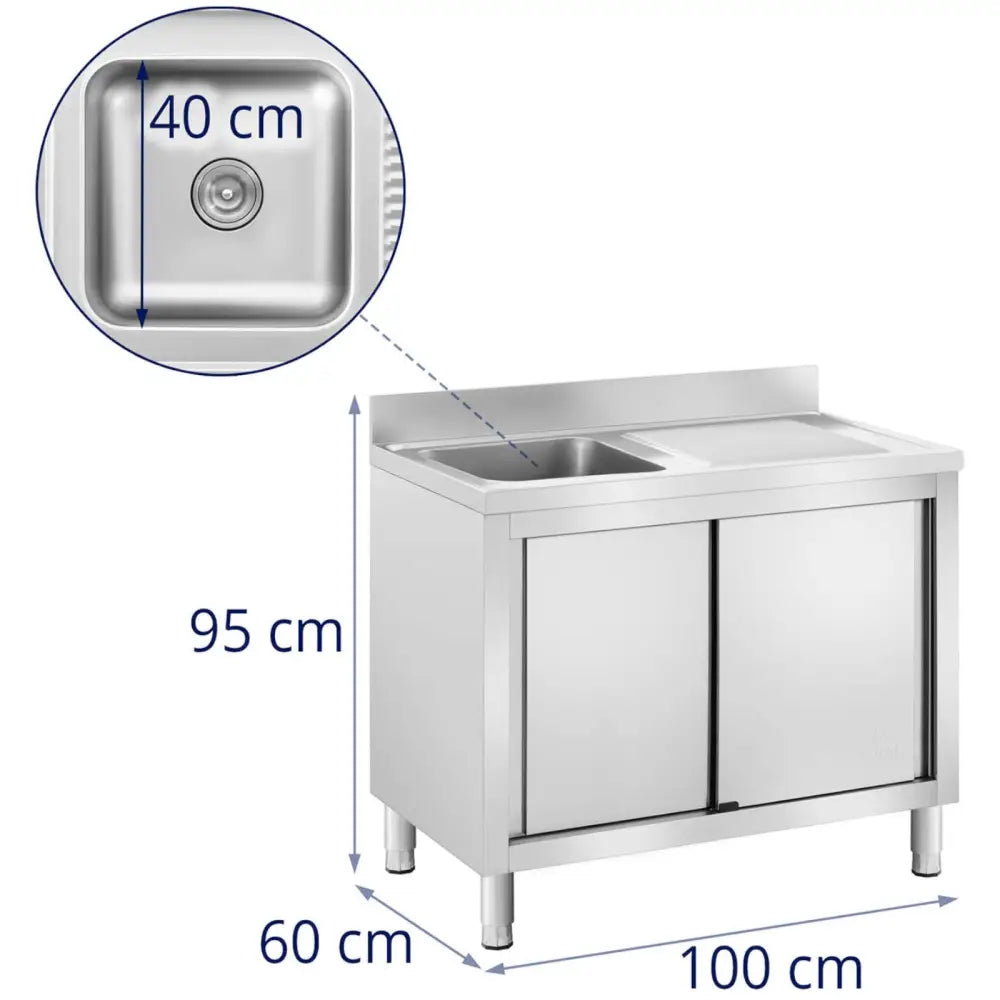 Enkeltkomponent Gastronomisk Vask med Skap - 100 x 60 x 95 Cm