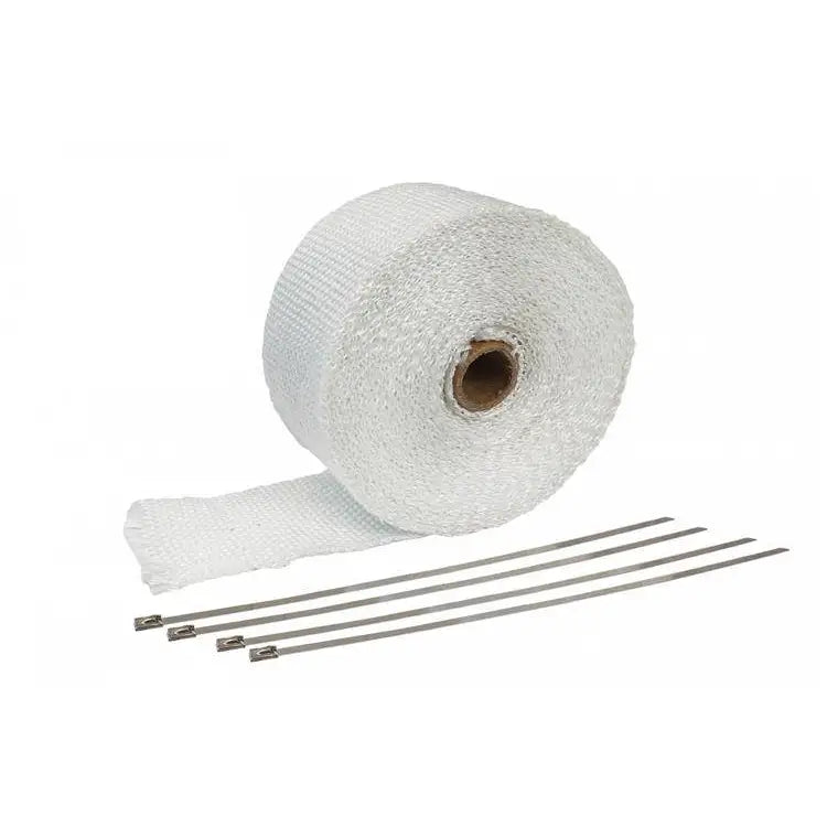 Exhaust Heat Wrap 50mm x 1mm 10m White + Ties - 1