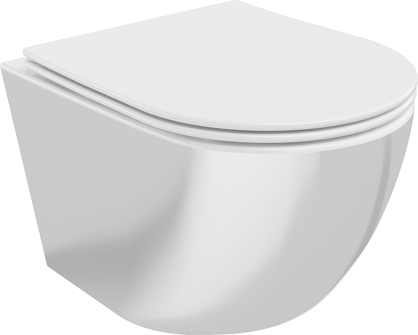 Mexen Lena toalettskål uten spylekant med myktlukkende, slank sete i duroplast, hvit/sølv