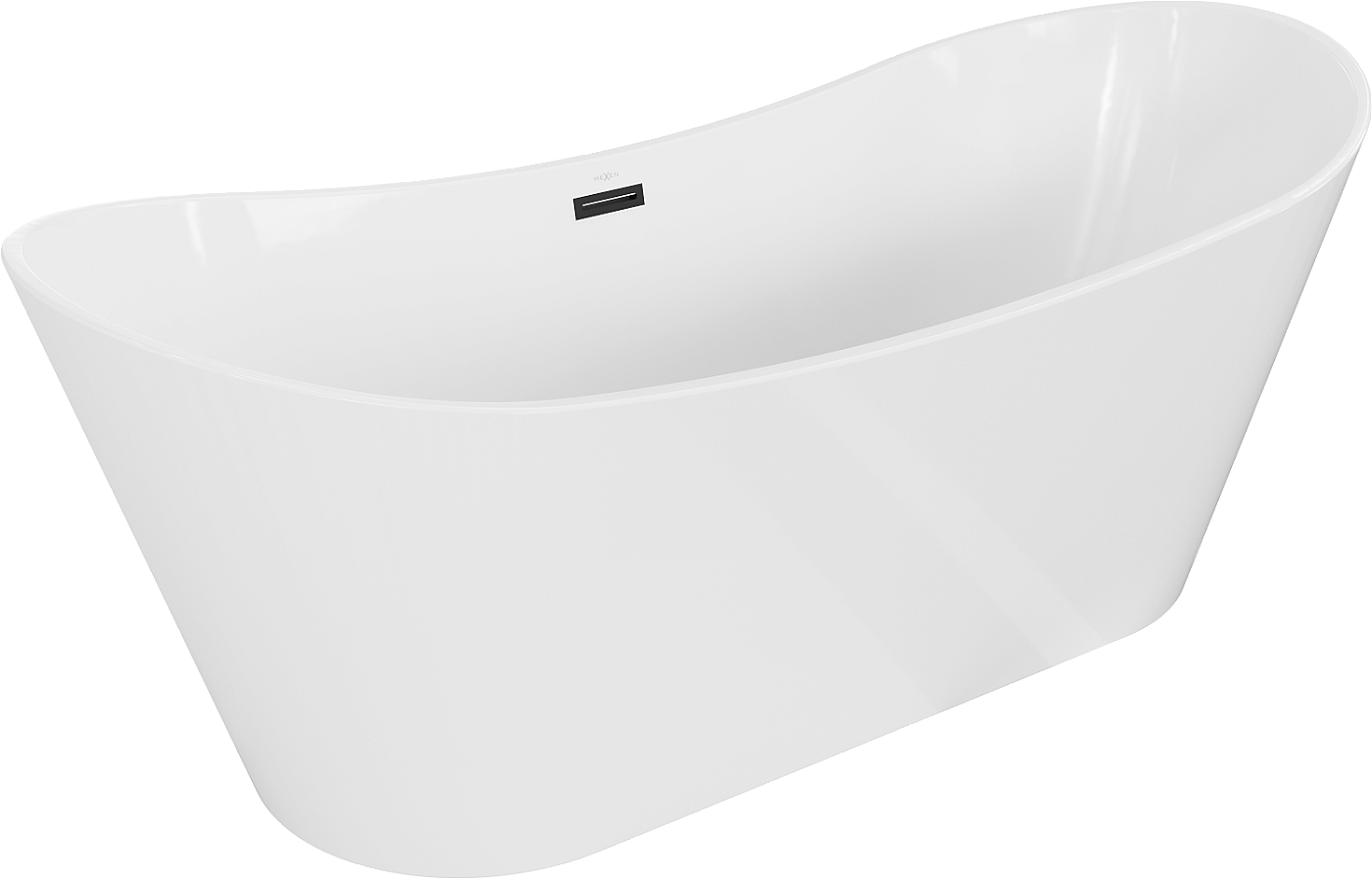 Mexen Montana frittstående badekar 180 x 80 cm, hvitt, svart overløp - 52011808000-B