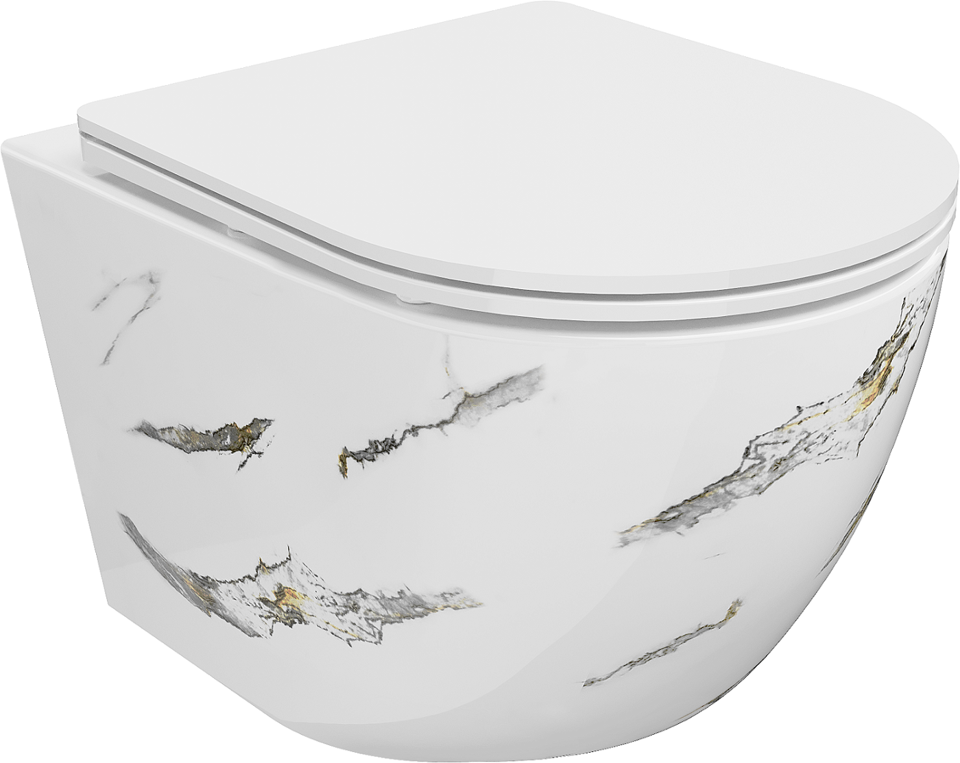 Mexen Lena Rimless toalettskål med soft-close sete i slim design, duroplast, hvit stein