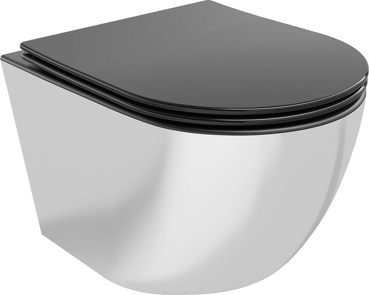 Mexen Lena toalettskål, Rimless med soft-close sete, slim, duroplast, matt svart/sølv