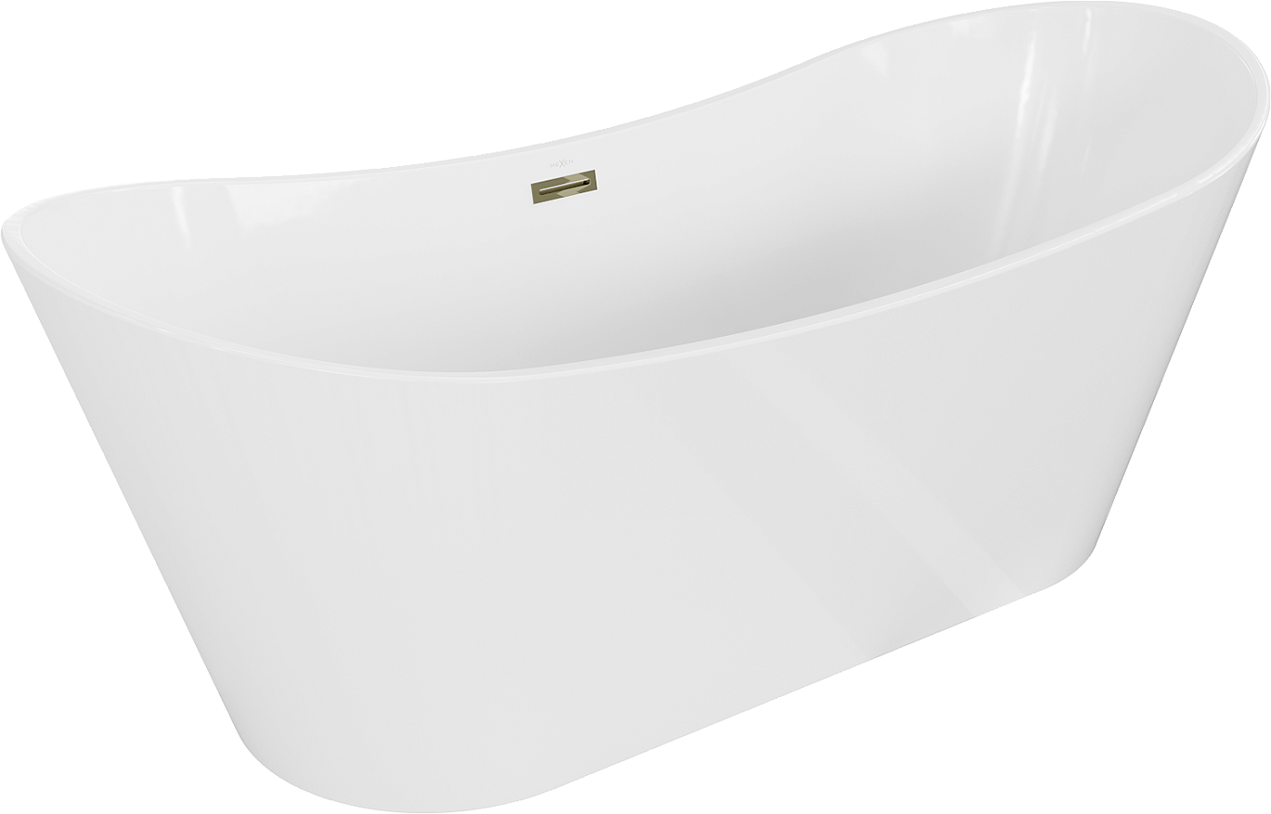 Mexen Montana frittstående badekar 180 x 80 cm, hvit, gull overløp - 52011808000-G