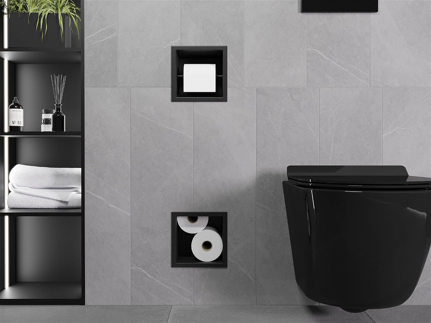 Mexen X-Wall-BP toalettpapirholder med magasin, svart -