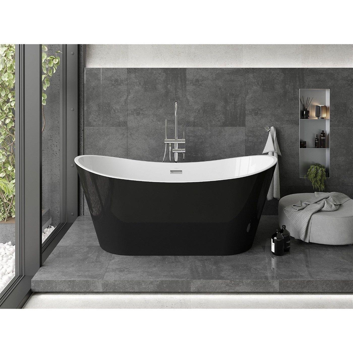 Mexen Montana frittstående badekar 170 x 80 cm, hvit/svart
