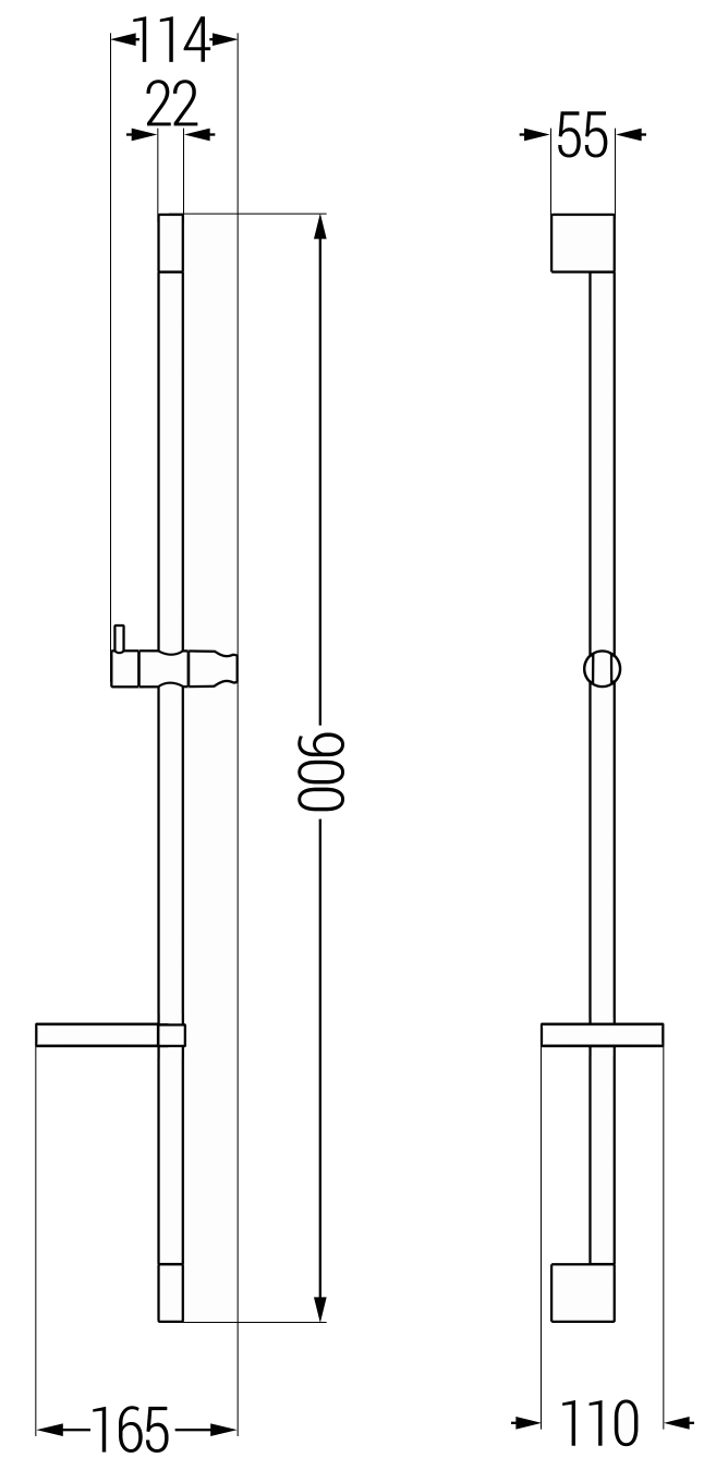Mexen DS dusjstang med såpeskål 90 cm, svart - 79383
