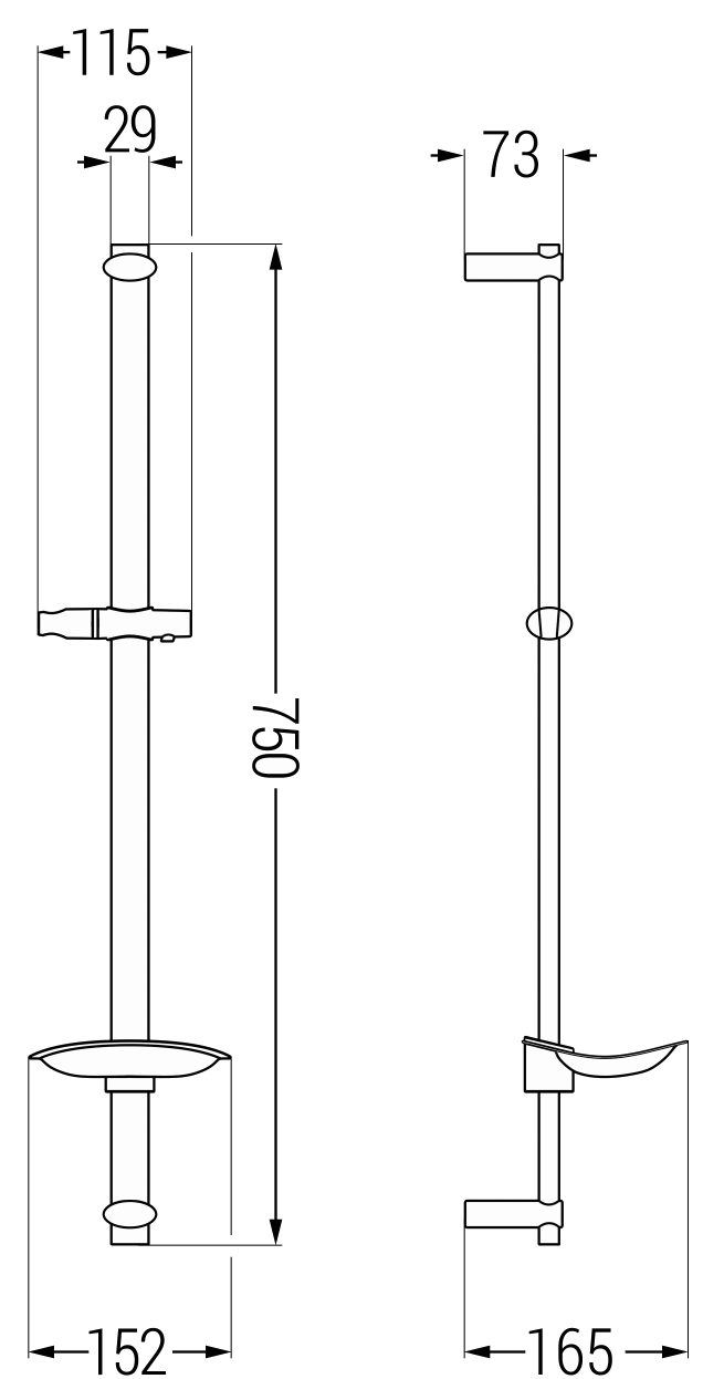Mexen DB dusjstang med såpeskål 75 cm, krom - 79384