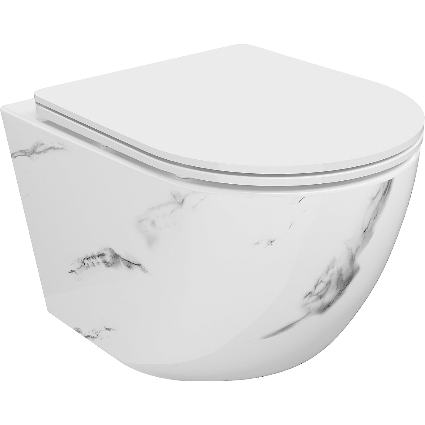 Mexen Lena toalettskål Rimless med soft-close sete, slim, duroplast, hvit stein -