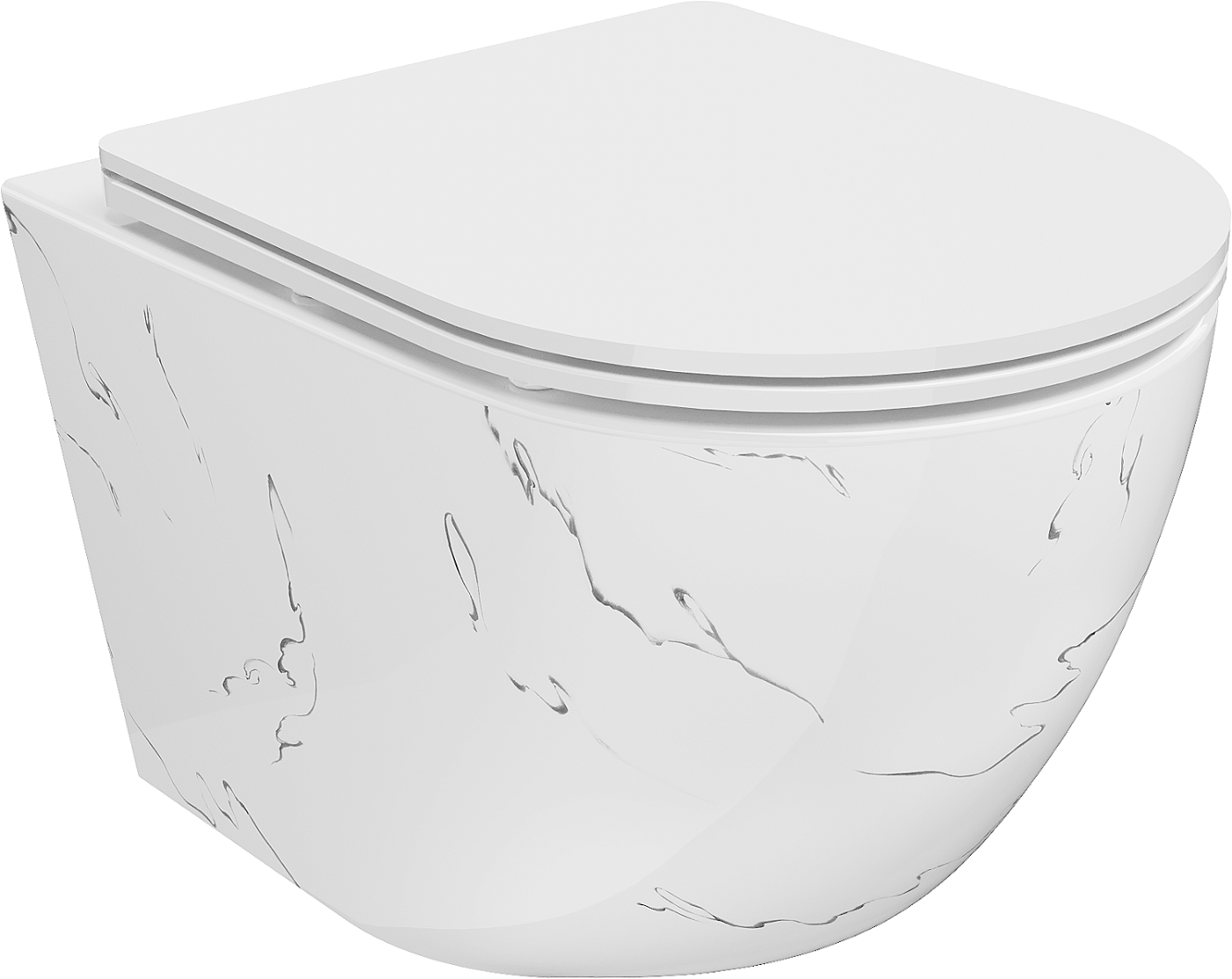 Mexen Lena toalettskål Rimless med soft-close slim sete, duroplast, hvit stein