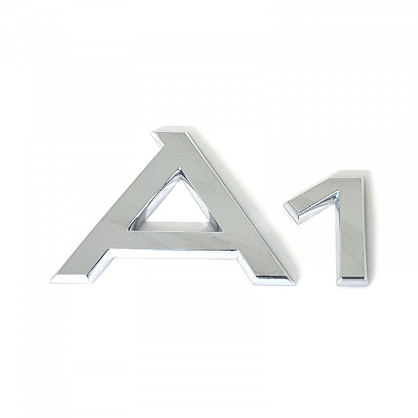Emblem/logo til Audi A1 Glossy Chrome i skinnende krom, original Audi emblem med perfekt passform