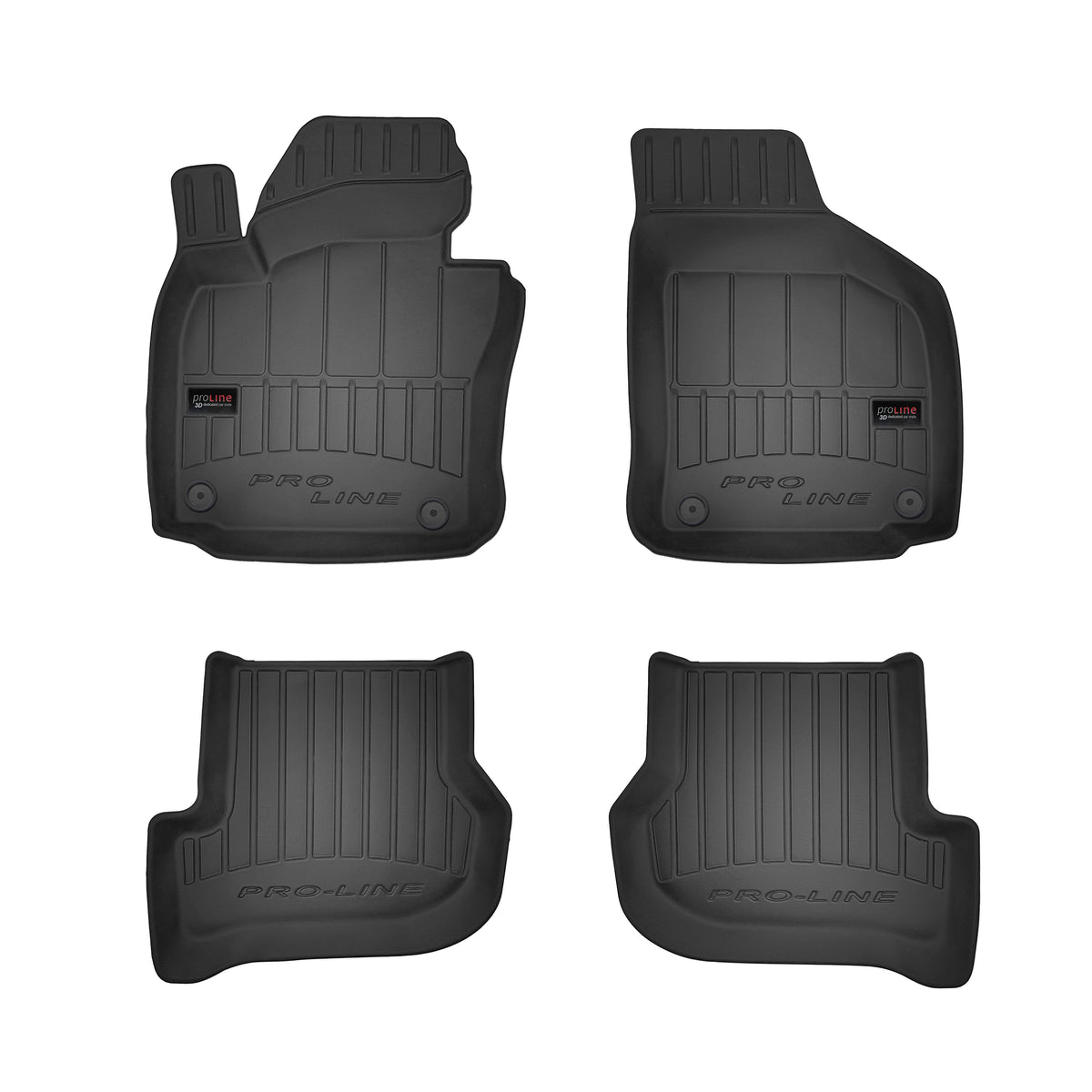 Frogum 3D Premium gulvmatter til Skoda Octavia II (2004-2013) – svart TPE med høy sidekant, sett med 4 stk.