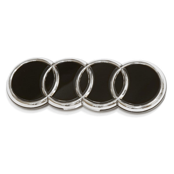 Originalt emblem/logo til Audi Q4 e-tron > Chrome i krom og ABS-materiale, monteres på frontgrill