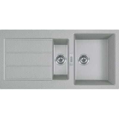 Franke Sirius 2.0 S2D 651-100 kjøkkenvask i Tectonite kompositt, steingrå, 1½ kum med avrenningsfelt