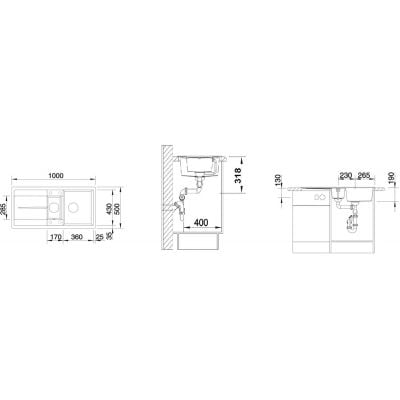 Måltegning Blanco Metra 6 S – mål 1000x500 mm