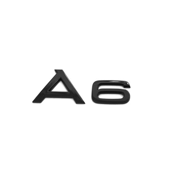 Emblem/logo til Audi A6 Black Glossy i svart blank ABS-materiale med perfekt passform for bakluke