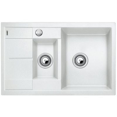 Blanco Metra 6 S Compact kjøkkenvask i granittkompositt med 1 ½ kum og avrenning, hvit farge, 780x500 mm