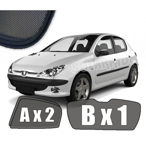 Sr solskjerm i akryl til Peugeot 206 (1998-2009) med enkel montering og vindavviserfunksjon