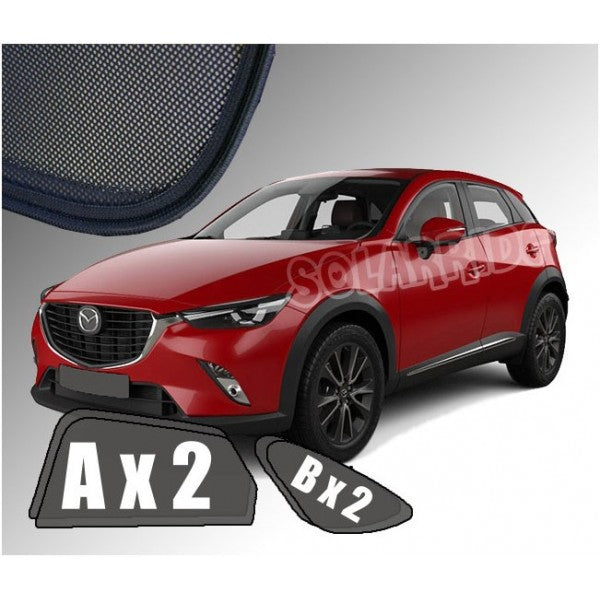 Sr solskjerm i akryl til Mazda CX-3 med enkel montering og vindavviserfunksjon
