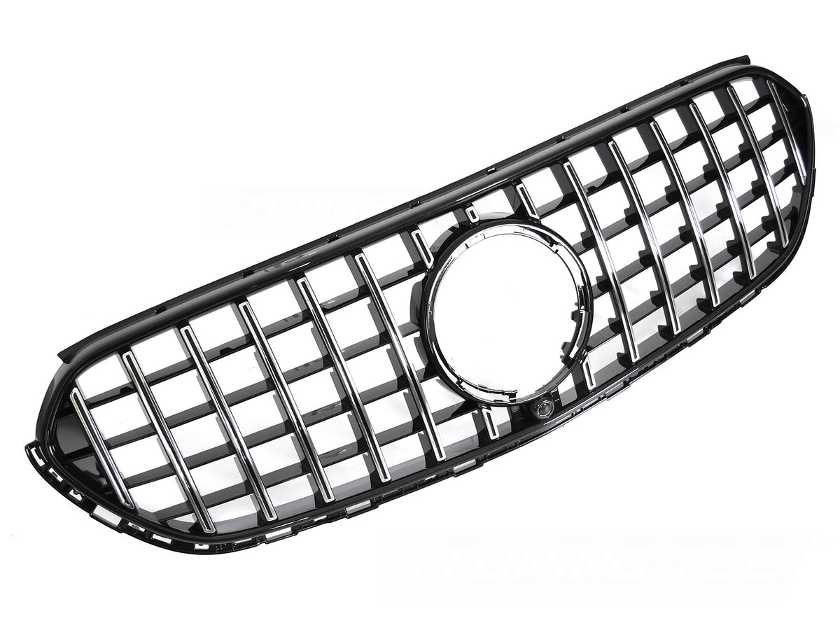 Grill Sport Blank Sort Krom til Mercedes GLC X254 22- sett rett forfra på hvit bakgrunn.