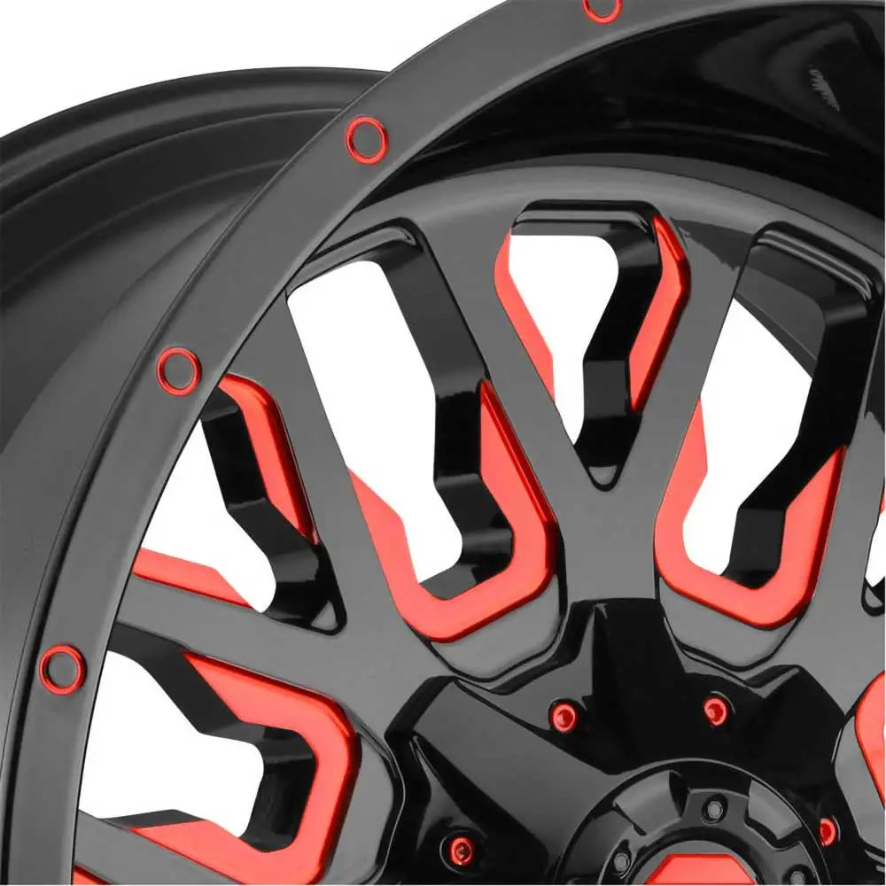 Felg D612 Stroke Gloss Black/red Tinted Clear Fuel 22x10 Et-19 6x139.7 / 6x135