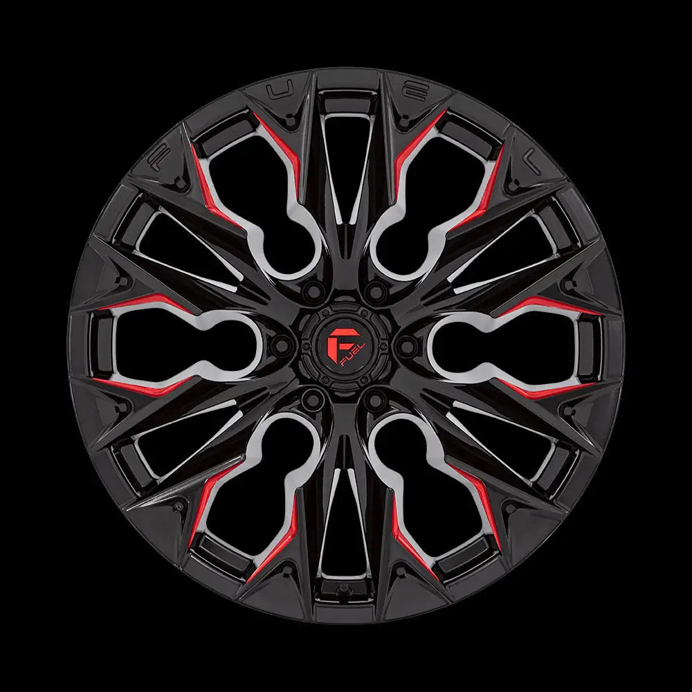 Felg D823 Flame Gloss Black Milled W/ Candy Red Fuel 22x10 Et-18 6x139.7 - 3