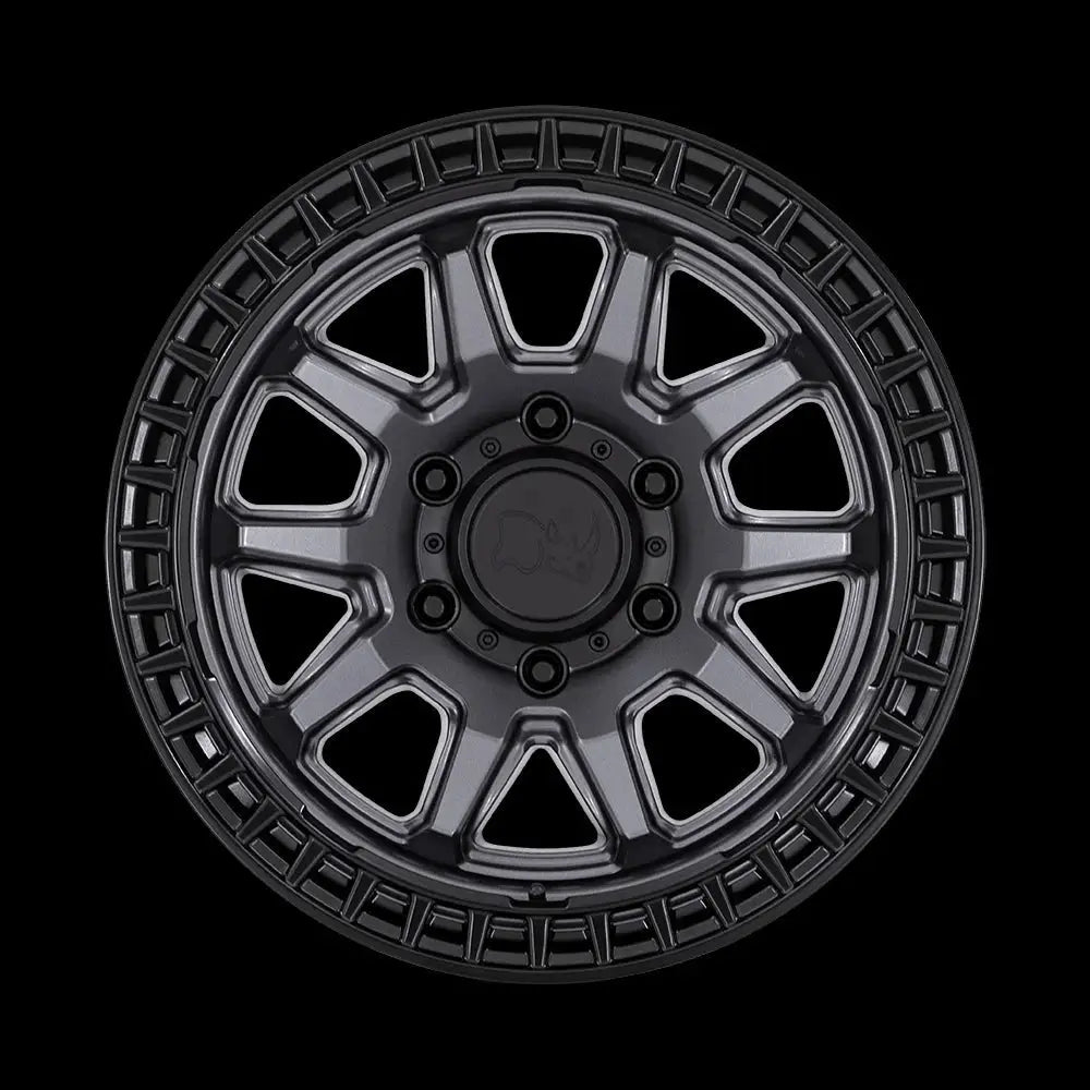 Felg Matte Gunmetal W/ Matte Black Lip Calico Black Rhino 17x8.5 Et34 5x114.3