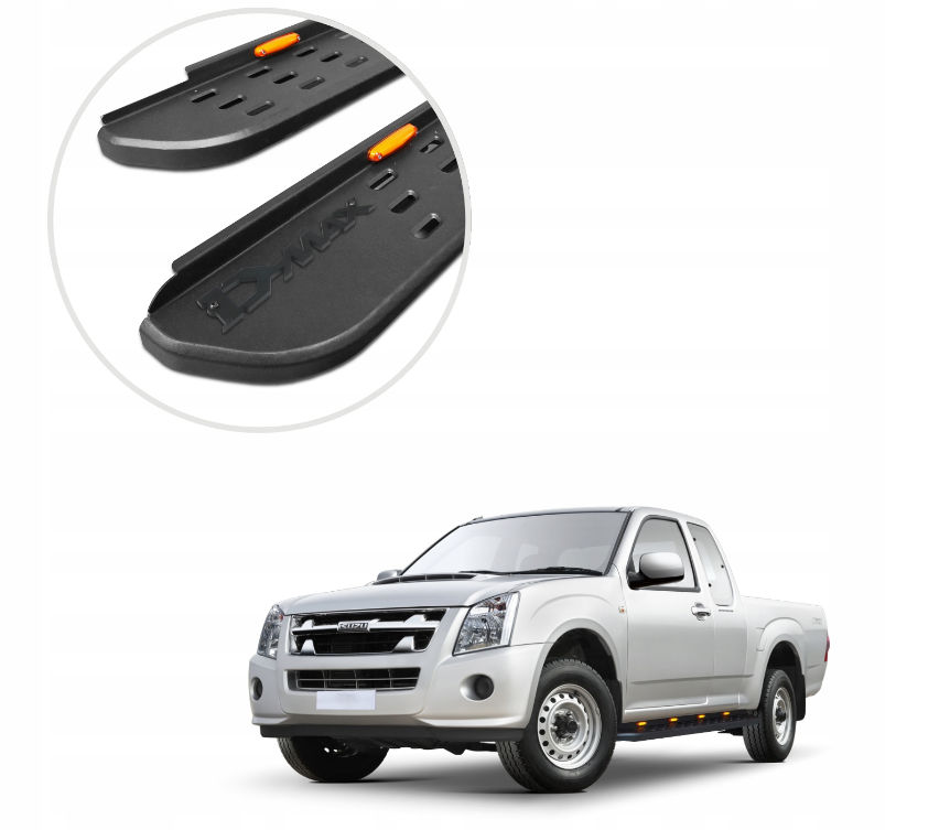 Stigtrinn fra ukjent produsent til Isuzu D-Max 2002-2012 i svart stål og ABS
