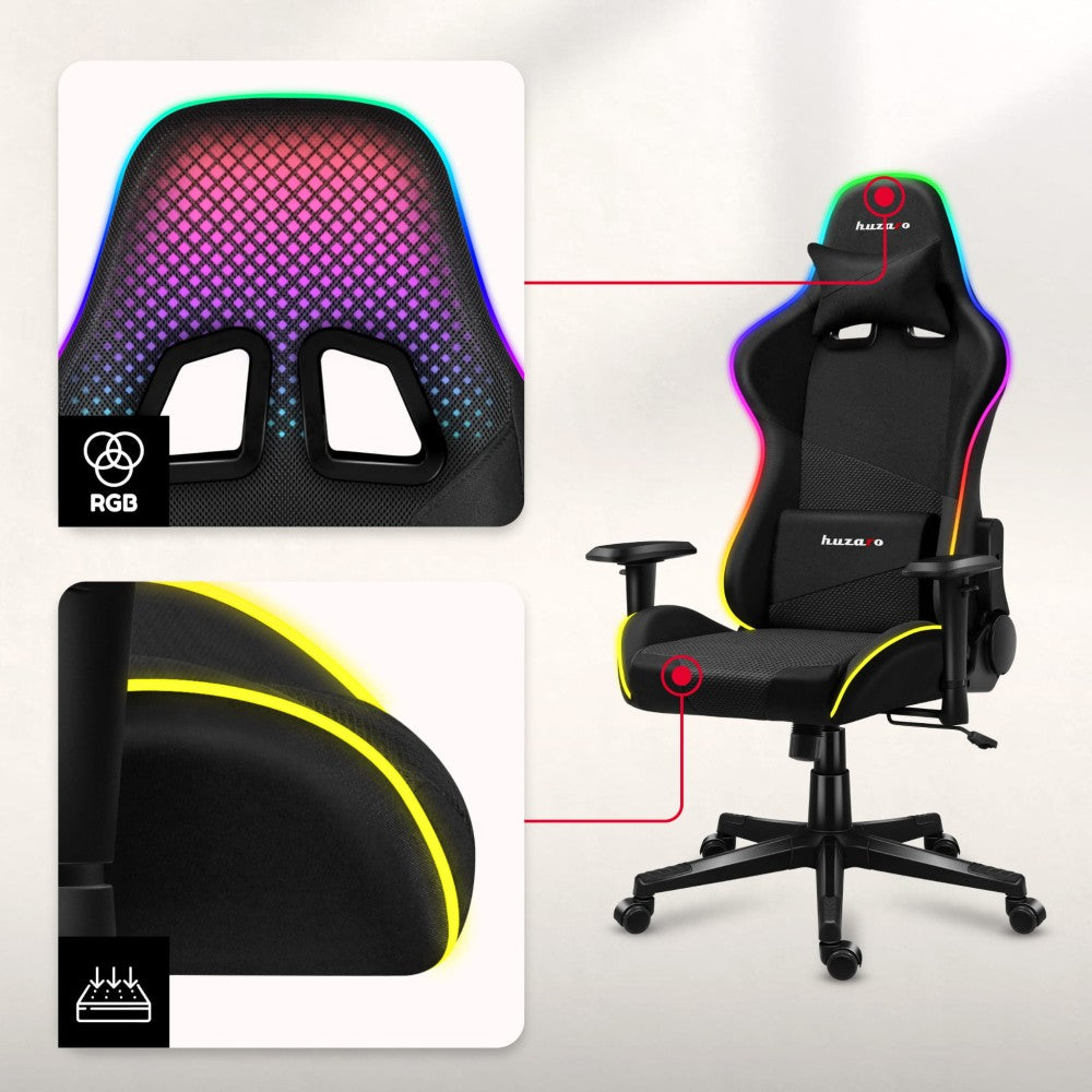 Huzaro FORCE 6.3 RGB Mesh – lumbalpute og nakkepute inkludert