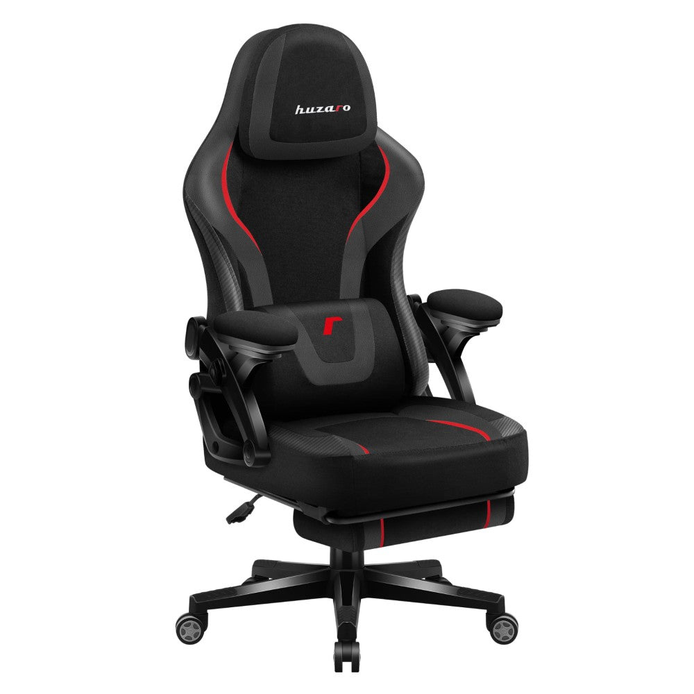 Huzaro Force 4.6 Karbon svart gamingstol – frontvisning karbontekstur