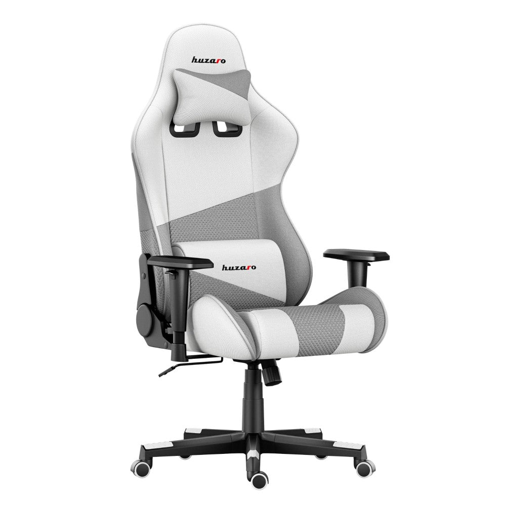 Huzaro FORCE 6.2 hvit mesh gamingstol – helhetsbilde forfra