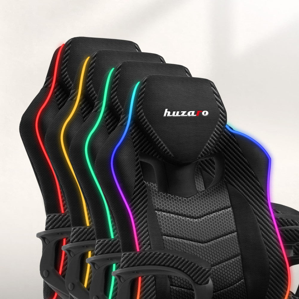 Huzaro Force 2.5 – RGB-stripe langs stolbase, svart farge
