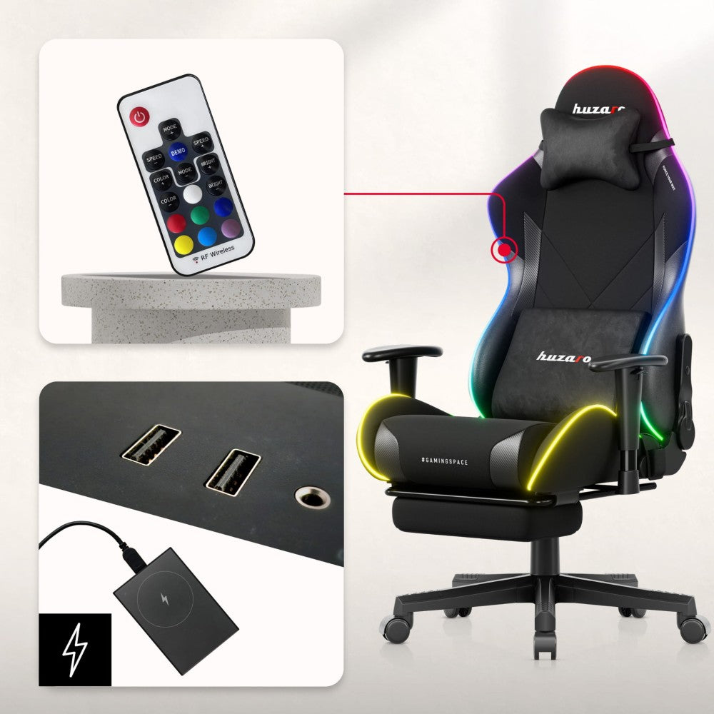 RGB LED-stripe på Huzaro Force 5.7 Svart RGB i mørkt rom