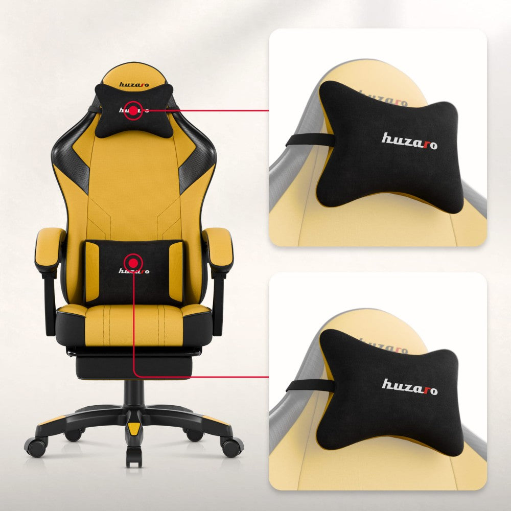 Huzaro Force 3.7 gul gamingstol vippet tilbake med fotplate utslått