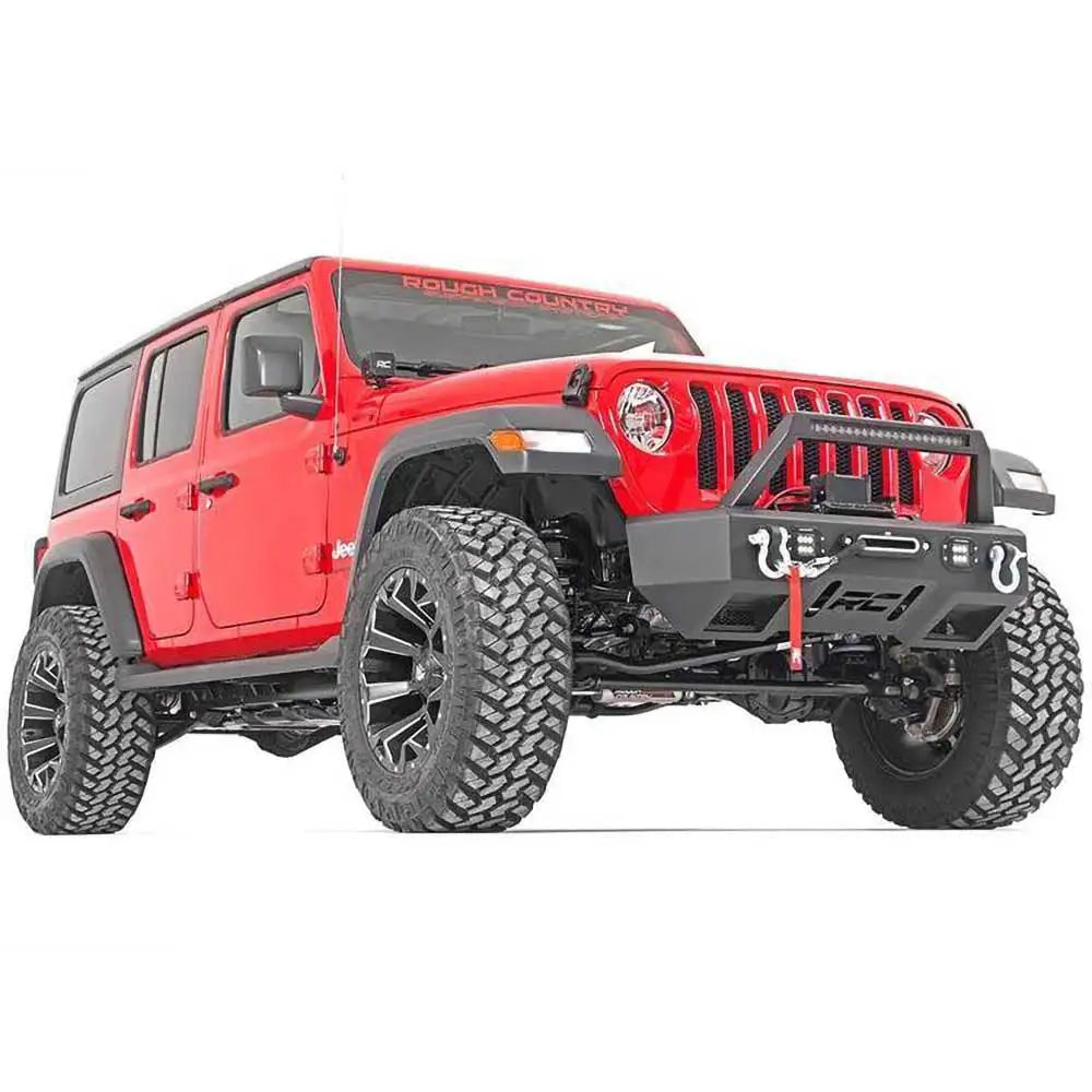 Forgyldt Stål Stubby Støtfanger Foran Rough Country - Jeep Wrangler Jl 4 d 18- - 4