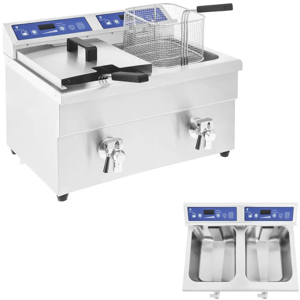 Fritering Dobbel Induksjon 7000w 230v Royal Catering 2x 10l. - Produsentkode: 1006805 - 2