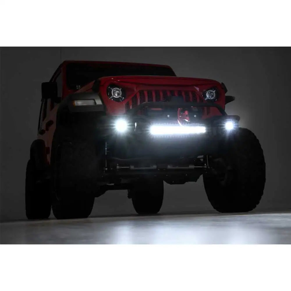 Front Støtfanger Med Rør Platebeskyttelse Og Led-lys Rough Country - Jeep Wrangler Jk 4 d 07-18 - 6