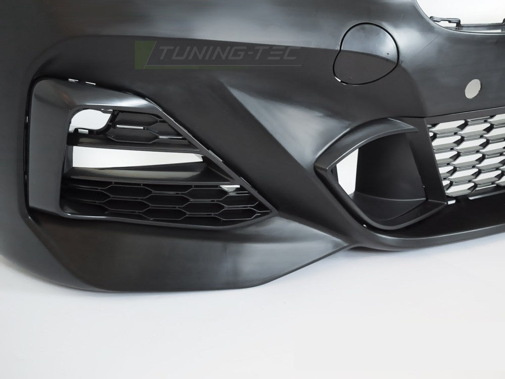 Frontfanger BMW F45/F46 LCI Sport Style PDC sett fra undersiden – monteringspunkter og PDC-hull