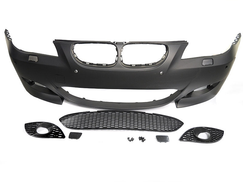 Frontfanger BMW E60 E61 sport style ulakkert med PDC sett fra undersiden