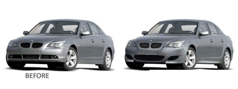 Frontfanger BMW E60 E61 sport style ulakkert med PDC sett fra undersiden