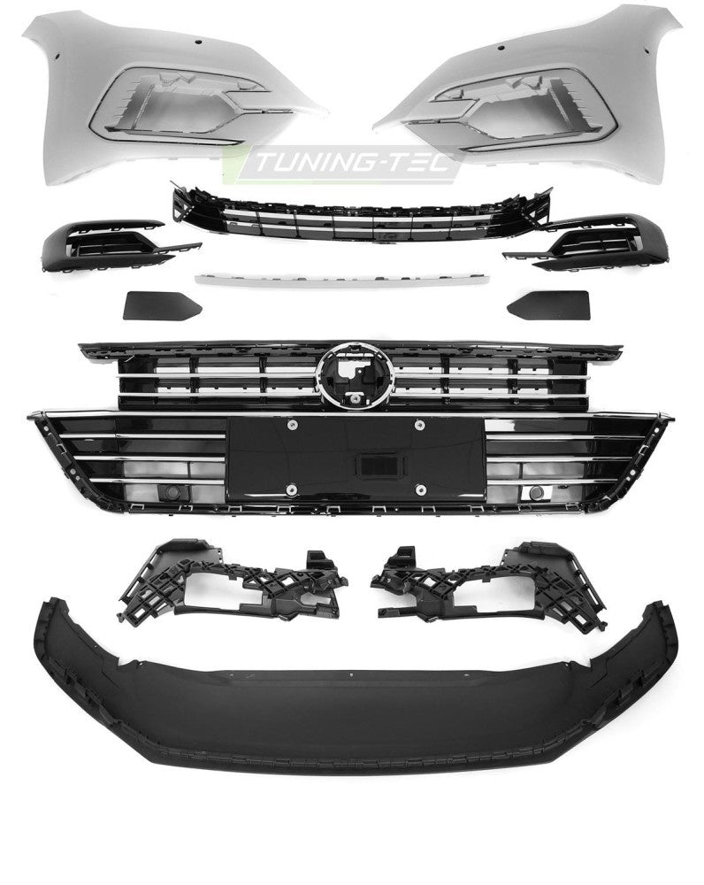 Emballasje og innhold for Tuning-Tec sport frontfanger tilpasset VW Arteon 2017–2020