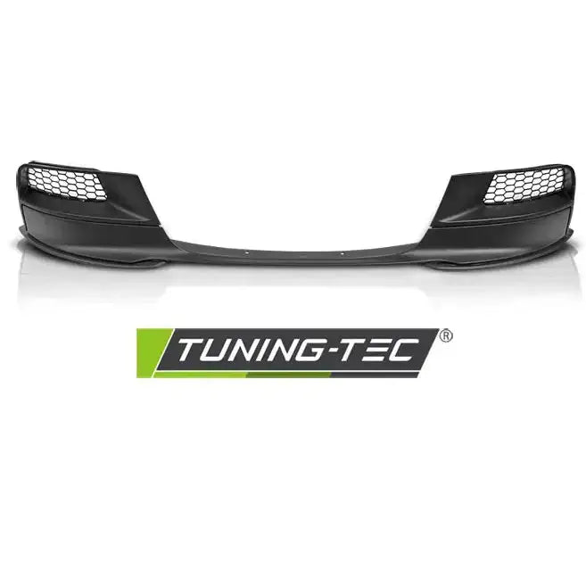Frontsplitter til BMW F20/F21 11-14 M-Performance, sort plast med nettingdetaljer, sett forfra.