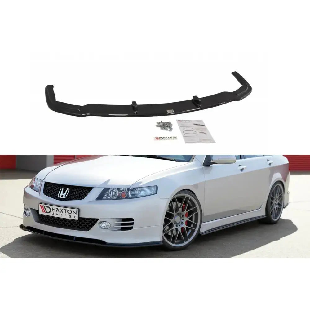 Frontleppe Honda Accord VII Type-S montert på hvit bil med synlig monteringsutstyr og instruksjoner.