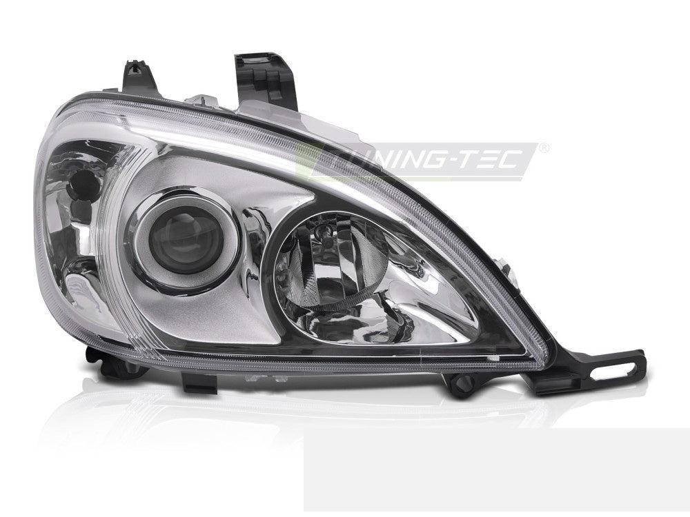 Mercedes W163 frontlykt høyre med krom reflektor detaljbilde