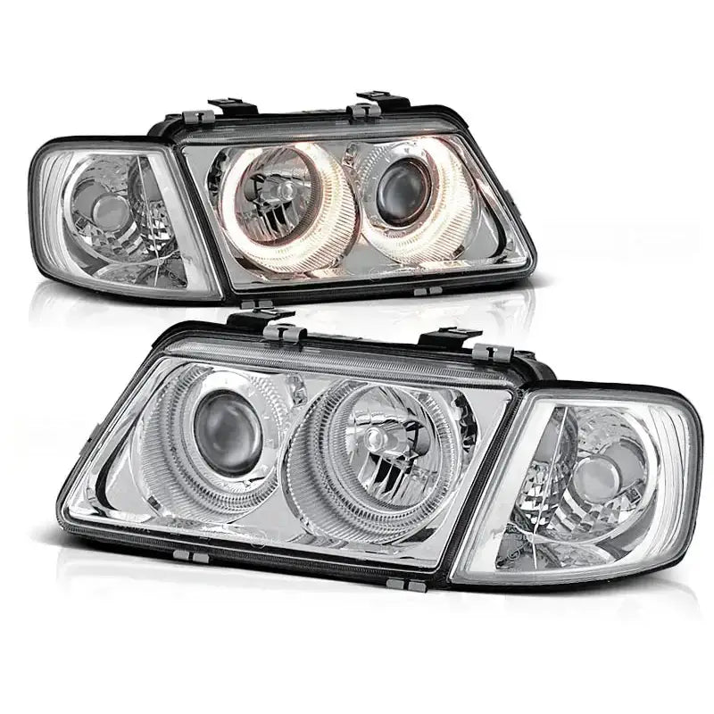 Frontlykter Audi A3 08.96-08.00 Angel Eyes Chrome - 1