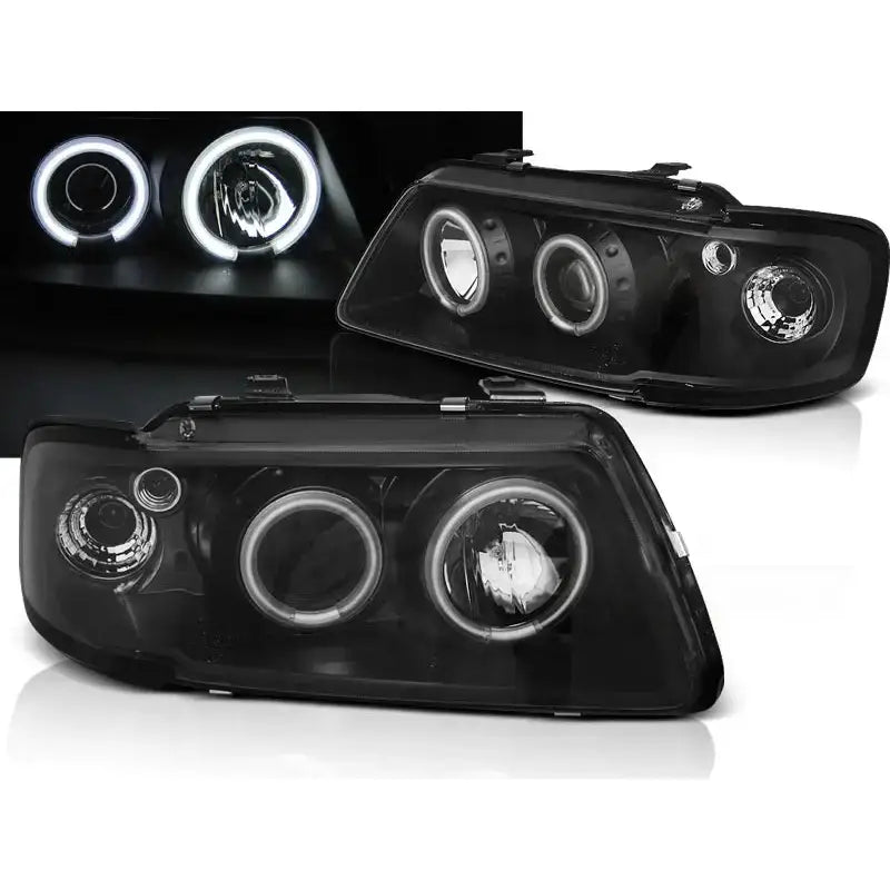 Frontlykter Audi A3 8l 08.96-08.00 Angel Eyes Ccfl Black - 1