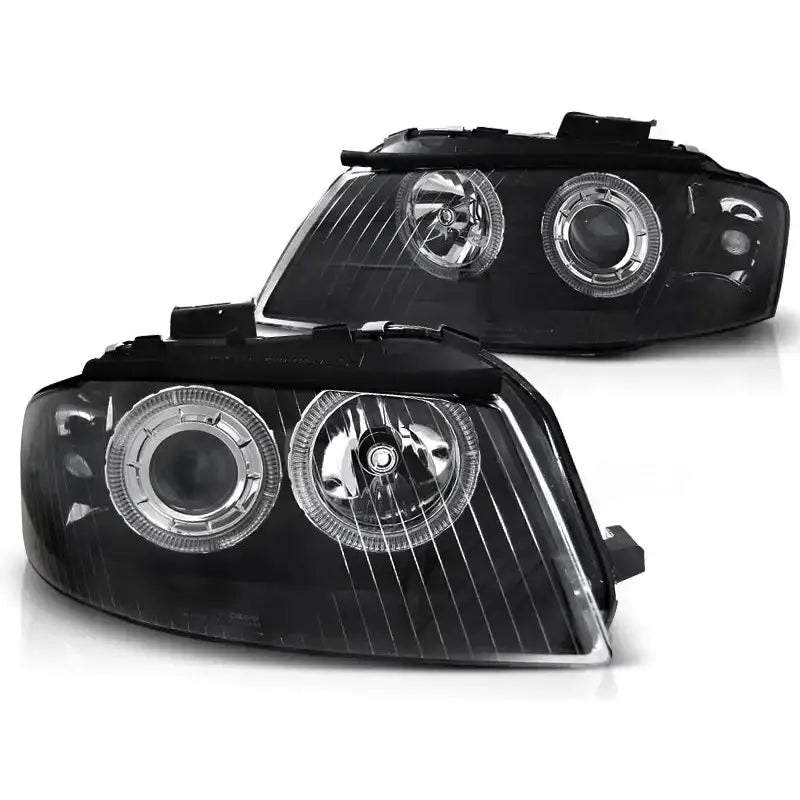 Frontlykter Audi A3 8p 05.03-03.08 Angel Eyes Black