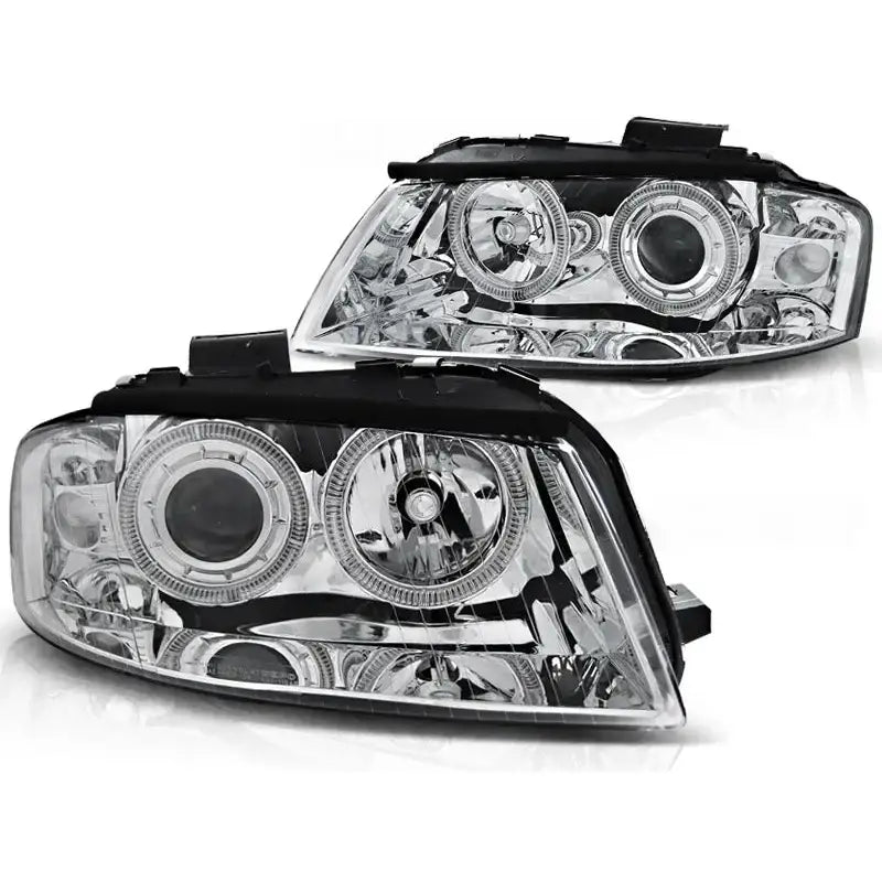 Frontlykter Audi A3 8p 05.03-03.08 Angel Eyes Chrome - 2