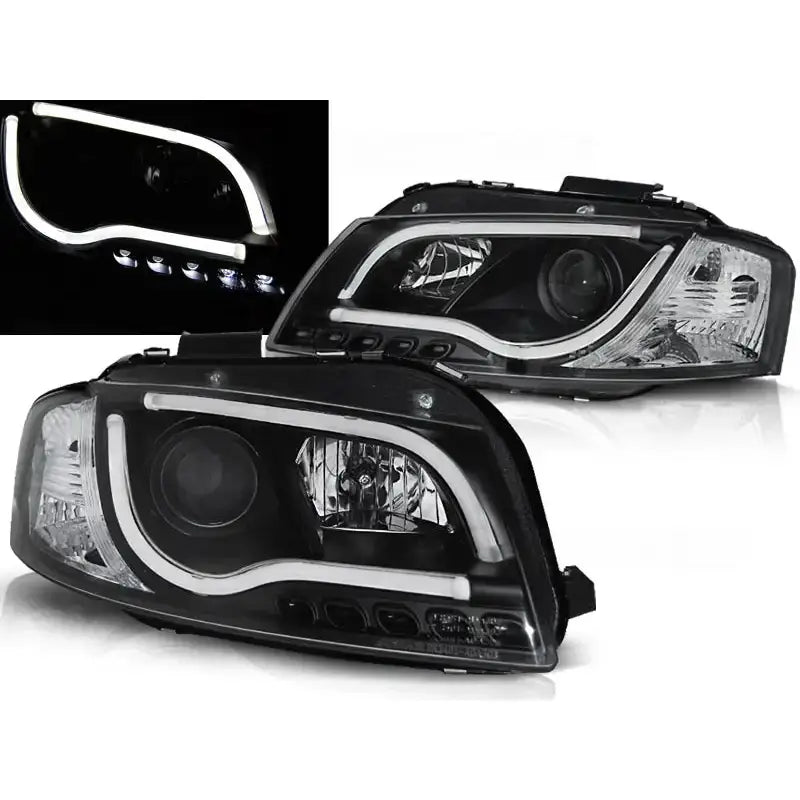 Frontlykter Audi A3 8p 05.03-03.08 Led Tube Lights Black - 1