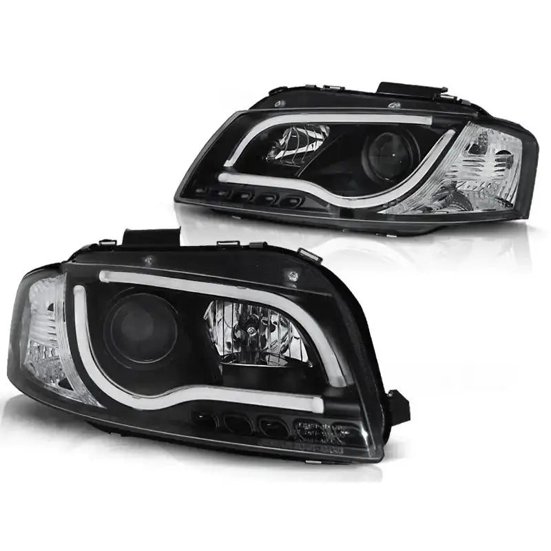 Frontlykter Audi A3 8p 05.03-03.08 Led Tube Lights Black - 2